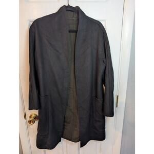 Vince Black & Green Reversable Wool Cashmere Blend Open Front Coat Size S